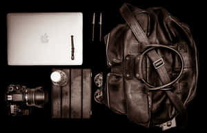 Photographer Travel Essentials Sepia Tone PNG image with transparent background
