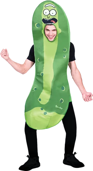 Pickle Rick Costume Man Smiling PNG Image