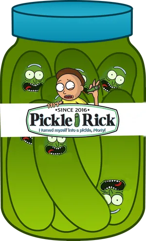 Pickle Rick In Jar Graphic PNG Image