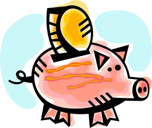 Piggy Bank Coin Insertion Vector PNG Image