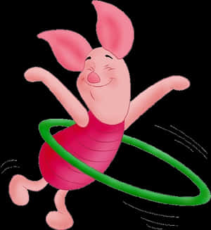Piglet Hula Hooping Fun PNG image with transparent background