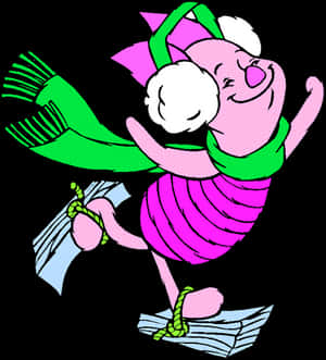 Pigletin Winter Clothes Illustration PNG image with transparent background