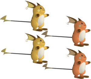 Pikachu Raichu Evolution Sequence PNG image with transparent background