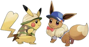 Pikachuand Eevee Friends PNG Image