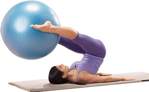 Pilates Ball Back Extension Exercise PNG image with transparent background