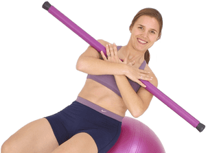 Pilates Exercisewith Balland Bar PNG image with transparent background