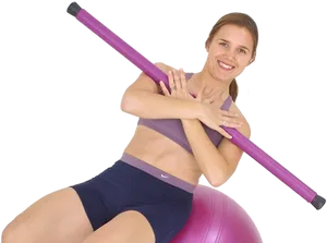 Pilates Exercisewith Balland Bar PNG Image