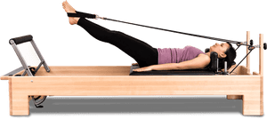 Pilates Reformer Leg Exercises PNG image with transparent background