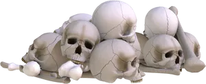 Pile_of_ Cracked_ Skulls_ Render PNG Image