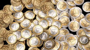 Pileof Euro Coins PNG with transparent background