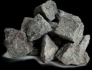 Pileof Granite Rockson Black Background PNG image with transparent background