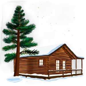 Pine Tree And Cabin Night Scene Png 06132024 PNG Image