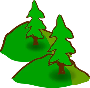 Pine Treeson Hills Vector PNG Image
