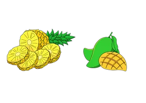 Pineapple_and_ Mango_ Vector_ Art PNG Image