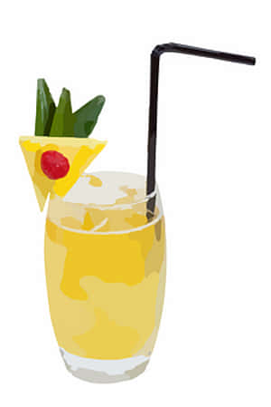 Pineapple Cocktail Illustration PNG with transparent background