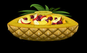 Pineapple Fruit Bowl Illustration PNG image with transparent background