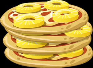 Pineapple Pepperoni Pizza Stack Illustration PNG image with transparent background