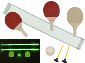 Ping Pong Equipmentand Glowing Table PNG Image