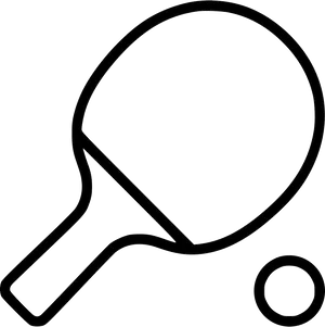 Ping Pong Paddle And Ball_ Silhouette PNG Image