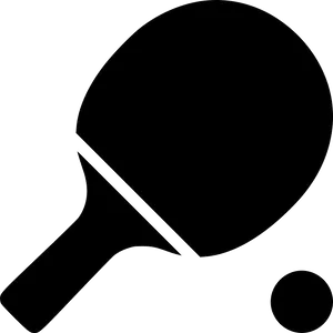 Ping Pong Paddle And Ball_ Silhouette PNG Image