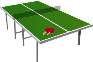 Ping Pong Tableand Paddles PNG Image