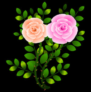 Pink_and_ Peach_ Roses_ Vector_ Illustration PNG image with transparent background