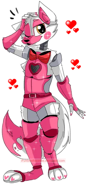 Pink Anthro Foxy Love PNG Image