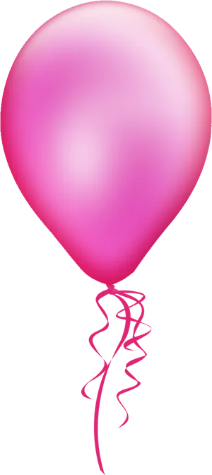 Pink Balloon Curly Ribbon Transparent Background PNG Image