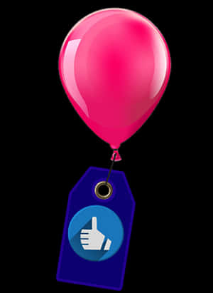 Pink Balloon With Approval Tag PNG with transparent background