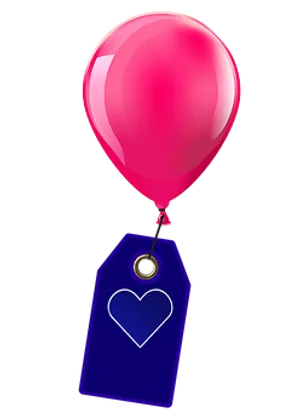 Pink Balloon With Love Tag PNG Image