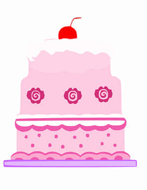 Pink Birthday Cake Illustration PNG with transparent background
