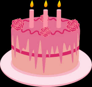 Pink Birthday Cake Illustration PNG image with transparent background