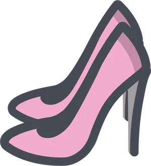 Pink Black High Heel Clipart PNG Image