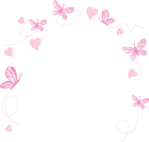 Pink Butterfliesand Hearts Black Background PNG Image