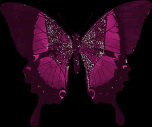 Pink Butterfly Silhouette PNG image with transparent background