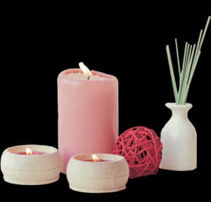Pink Candlesand Home Decor PNG image with transparent background
