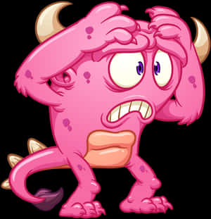 Pink Cartoon Monster Illustration PNG image with transparent background