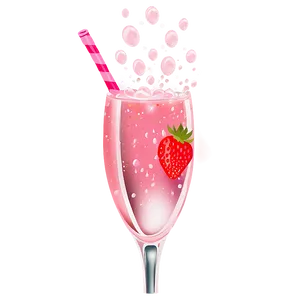 Pink Champagne With Strawberries Png Ffk PNG Image