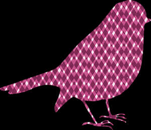 Pink Checkered Bird Silhouette PNG image with transparent background
