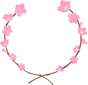 Pink Cherry Blossom Wreath PNG Image