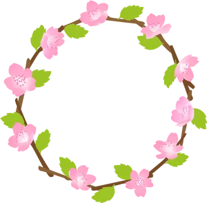 Pink Cherry Blossom Wreath PNG Image