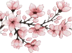 Pink Cherry Blossoms Artistic Representation PNG Image