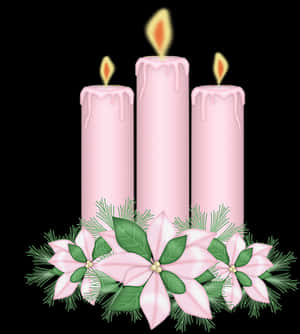 Pink Christmas Candles Decoration PNG image with transparent background