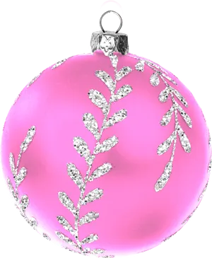 Pink Christmas Ornament Glitter Decoration PNG Image