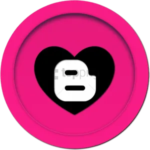 Pink Circle Black Heart Icon PNG Image