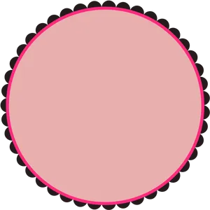 Pink Circle Black Scalloped Edge Frame PNG Image