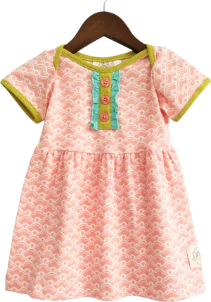 Pink Cloud Pattern Girls Dress PNG Image