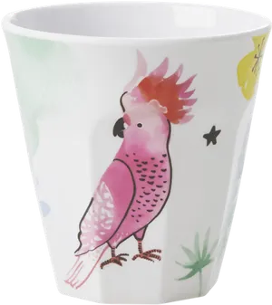 Pink Cockatoo Illustrated Cup PNG Image