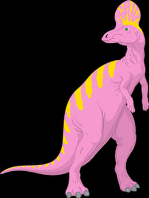 Pink Crested Dinosaur Illustration PNG image with transparent background