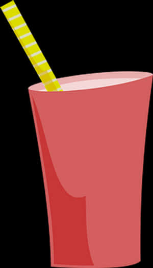 Pink Cup With Striped Straw PNG image with transparent background